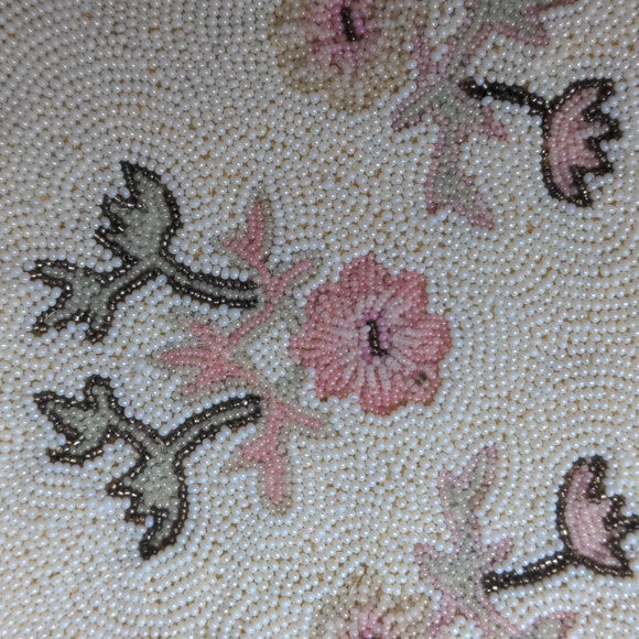 VTG Vintage French beaded bag, floral print - Picture 7 of 17